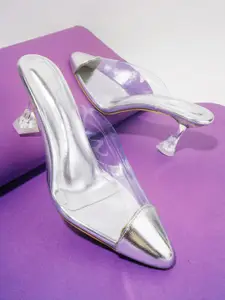 TRYME Women Transparent Pointed Toe Stiletto Sandals