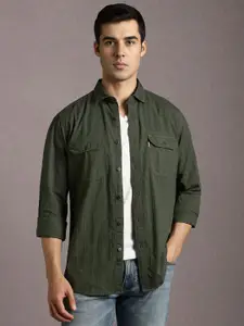 Louis Philippe Jeans Men Solid Spread Collar Pure Cotton Casual Shirt