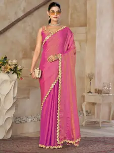 kasee Sequinned Saree with Embellished Lace Border
