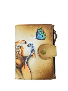 Anuschka Women Puppy Love Hand Painted Leather Wallet