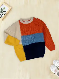 MeeMee Boys Colourblocked Cotton Pullover Sweater