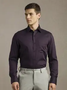 Louis Philippe Men Textured Spread Collar Pure Cotton Formal Shirt