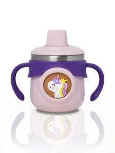 JOYFILLS Kids Purple Stainless Steel Insulated Sippy Water Cup with Lid Straw 260ml