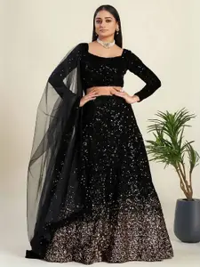 ODETTE Embroidered Thread Work Semi-Stitched Lehenga & Unstitched Blouse With Dupatta