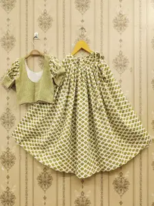 BAESD Girls Floral Printed Ready To Wear Lehenga With Choli