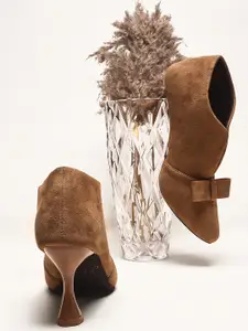 JM Looks Women Pointed Toe Kitten Heel Mules with Stylish Trendy Bow