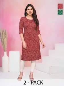 KETAKI FASHION Women Pack Of 2 Paisley Printed Mirror Work Crepe Kurta