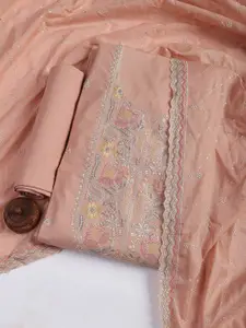 Meena Bazaar Floral Embroidered Sequinned Unstitched Dress Material