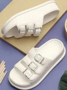 TOMSY CHOICE Women White EVA Flip Flops