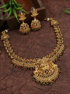 SGA FASHION Gold-Plated Artificial Stones Studded Necklace & Earrings