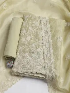 Meena Bazaar Embroidered Thread Work Unstitched Dress Material