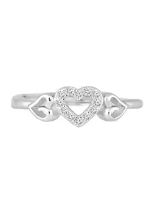 Luxevogue Rhodium-Plated Cubic Zirconium-studded Adjustable Finger Ring
