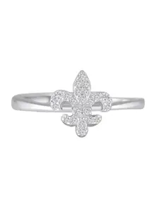 Luxevogue Rhodium-Plated Cubic Zirconium-studded Adjustable Finger Ring