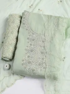 Meena Bazaar Floral Embroidered Zari Unstitched Dress Material