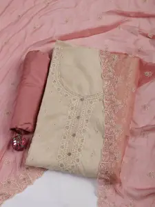 Meena Bazaar Floral Embroidered Sequinned Organza Unstitched Dress Material