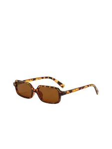 LULU & SKY Women Animal Pattern Full Rim Polycarbonate Rectangle Sunglasses 55747-BEAN TEA