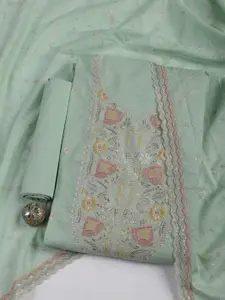 Meena Bazaar Floral Embroidered Sequinned Unstitched Dress Material