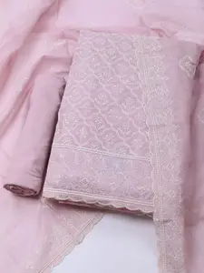 Meena Bazaar Floral Embroidered Thread Work Unstitched Dress Material