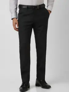 Van Heusen Men Textured Slim Fit Mid-Rise Formal Trousers