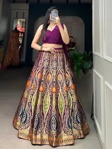 ODETTE One Shoulder Semi-Stitched Lehenga & Unstitched Blouse With Dupatta