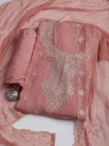 Meena Bazaar Floral Embroidered Sequinned Unstitched Dress Material