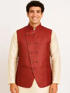 BAESD Woven Mandarin Collar Nehru Jacket