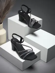 DIVASTRI Women Embellished Open Toe Block Heel Sandals