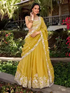 BAESD Embroidered Sequinned Silk Semi-Stitched Lehenga & Unstitched Blouse With Dupatta
