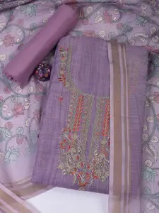 Meena Bazaar Floral Embroidered Thread Work Unstitched Dress Material