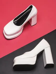 JM Looks Women Comfortable Trendy Platform Heeled Chunky Pumps