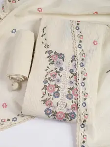 Meena Bazaar Floral Embroidered Sequinned Unstitched Dress Material