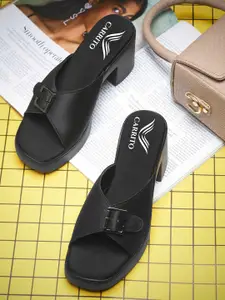 carrito Women Solid Block Sandals Heels with Buckles