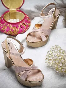 DIVASTRI Women Textured Ethnic Block Sandals