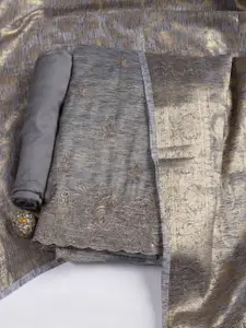 Meena Bazaar Floral Embroidered Zari Unstitched Dress Material