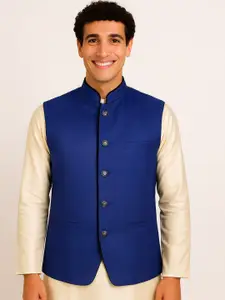 BAESD Woven Sleeveless Nehru Jacket