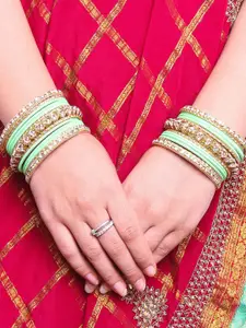 leshya Set of 26 Artificial Stone & Bead StuddedBangle