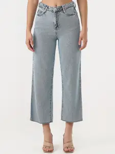 Kraus Jeans Women Wide Leg High-Rise Cotton Cropped Jeans