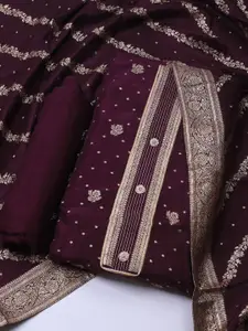 Meena Bazaar Floral Embroidered Zari Unstitched Dress Material