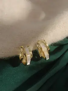 KRENOZ Gold-Plated Contemporary Half Hoop Earrings