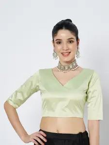 flaher Silk V-Neck Saree Blouse