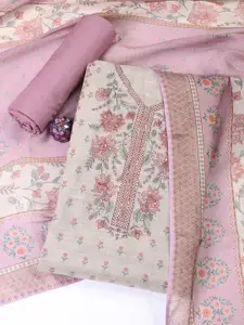 Meena Bazaar Floral Printed Tissue Unstitched Dress Material