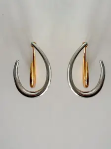 KRENOZ Rhodium-Plated Contemporary Drop Earrings