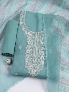 Meena Bazaar Floral Embroidered Thread Work Unstitched Dress Material