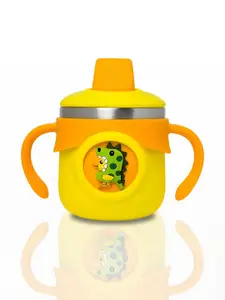 JOYFILLS Kids Yellow Stainless Steel Insulated Sippy Water Cup with Lid Straw 260ml