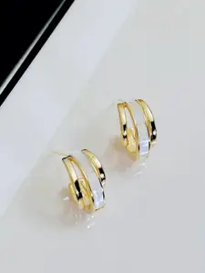 KRENOZ Gold-Plated Contemporary Half Hoop Earrings