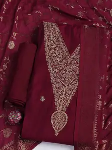 Meena Bazaar Floral Embroidered Sequinned Unstitched Dress Material