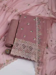 Meena Bazaar Floral Embroidered Sequinned Unstitched Dress Material