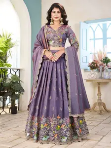SHOPGARB Embroidered Thread Work Semi-Stitched Lehenga & Unstitched Blouse With Dupatta