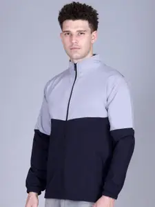 TFA THE FASHION ADDICTION Colourblocked Mock Collared Zipper Windcheater Jacket