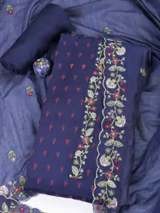 Meena Bazaar Floral Embroidered Thread Work Unstitched Dress Material